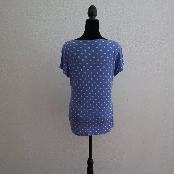 Purple polka dots V-neck T-shirt, with lace details - Picture 5 of 6